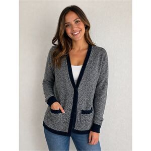 Madewell Black and Gray Wool Cardigan Sweater